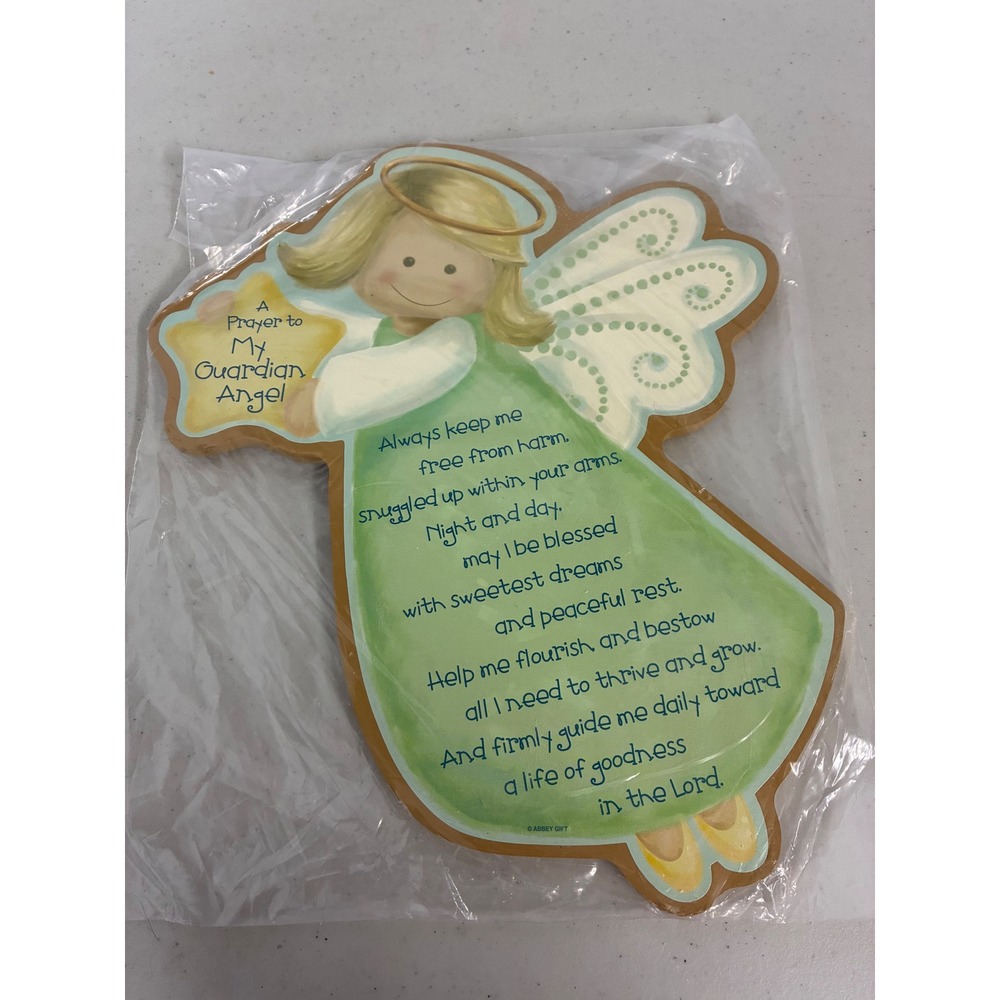 Abbey Gift Prayer to My Guardian Angel Wall Plaque Wood Nursery Decor 56854 NEW